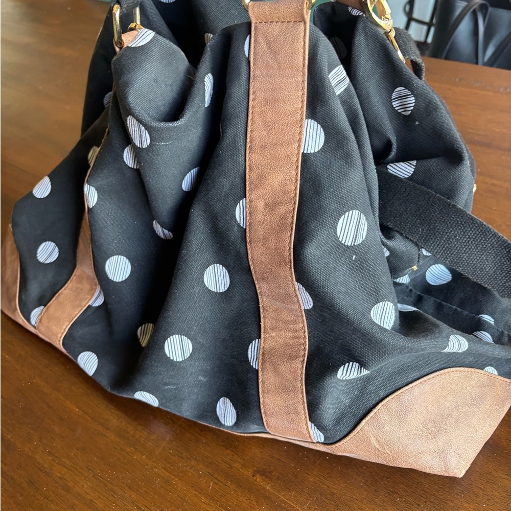 Polka Dot Black and Brown Women's Duffle Bag by Merona
